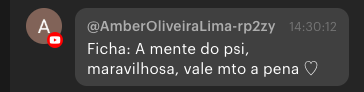 Depoimento de AmberOliveiraLima sobre a Ficha A Mente do Psi